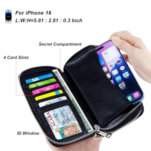 Image of Cellphone Wallet for Women Dual Zipper Long Purse with Removable Wristlet