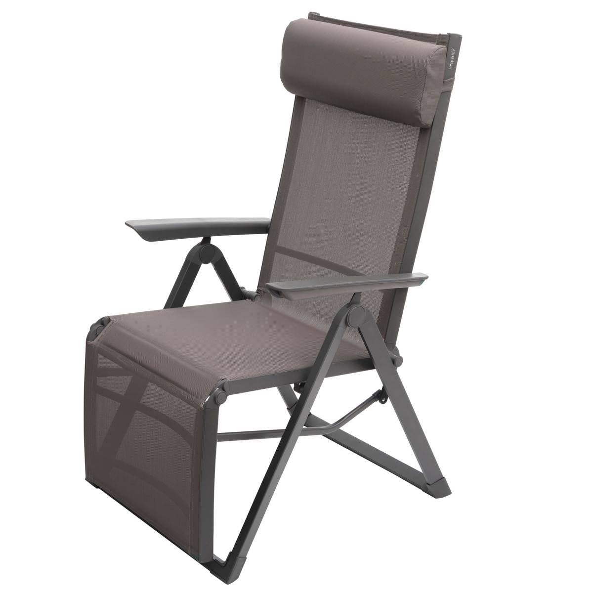 HESPERIDE - Silla reclinable de jardín Decima - Avellana/Pralín - Aluminio - Mobiliario de Exterior para terraza, balcón y Patio.