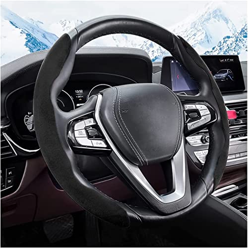 Image of Automaze Abs New Suede Soft Touch Texture Steering Wheel Grip Cover For Cars,Safe And Non Slip Car Interior Accessory(Suede Black)