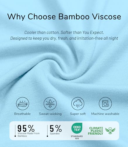 Image of NACHILA Women's Bamboo Viscose Pajama Sets Summer Cooling Short Sleeve Capri Soft Pjs Night Sweats Moisture Wicking Sleepwear