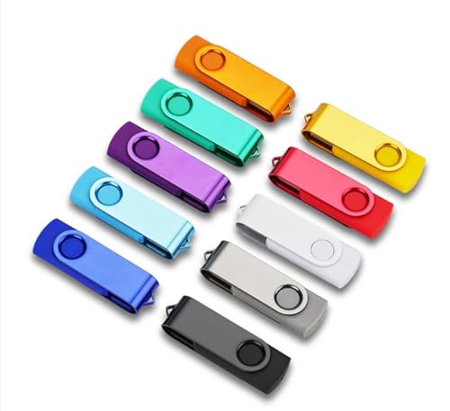 64GB USB Flash Drives - 10 Pack USB 2.0 Jump Drives, Assorted Color Thumb Drives, Portable USB Storage Memory Sticks for Easy File Transfer - Perfect for Home & Office Use