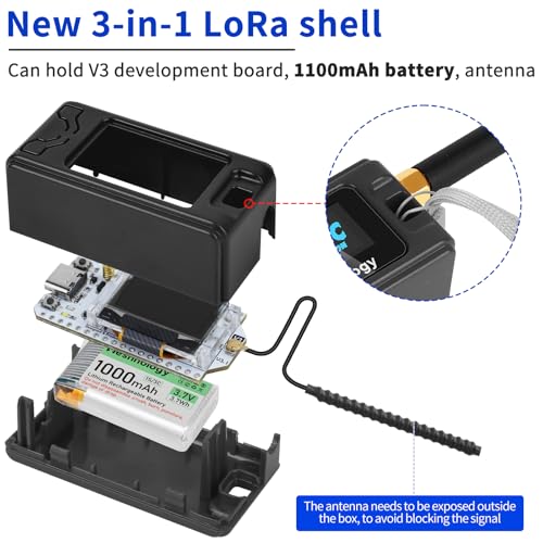Image of 2 Pack Case for ESP32 LoRa V3 Module Board Device Antenna OLED Protection Case with Type C and Copper Tube Antenna Interface (N30 Version,Black)