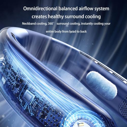 Ventilador de cuello portátil recargable con pantalla digital de 5 velocidades 7