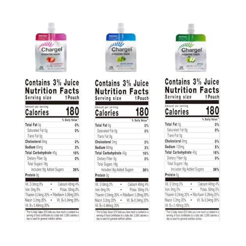 Image of Chargel Variety Value, Caffeine-Free Instant Energy Gel Running, Biking, Workout, Hiking Essentials for Women & Men, Gifts for Runners - Carbs Vitamins, Gluten Free - Pack of 18 Gels - 6.35oz Each