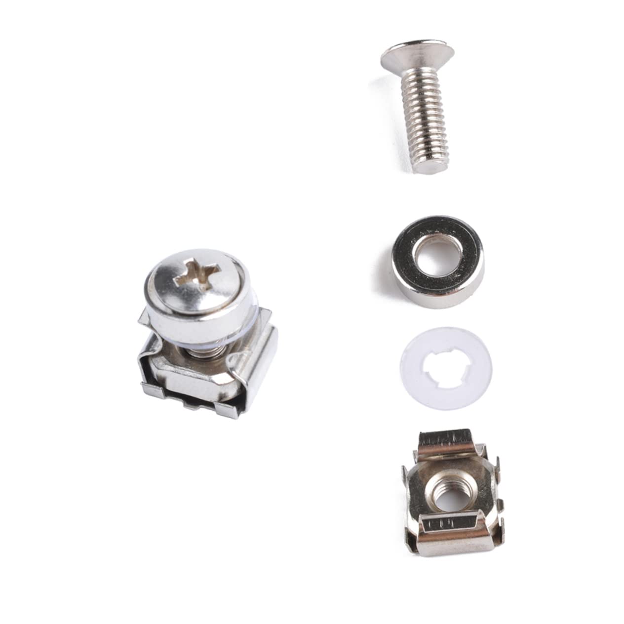 TOYANDONA 2 Sets M5 Square Hole Rack Mount Cage Nuts M5x16 Mounting Screws Iron Material Resistant Nickel Plated Universal Fit