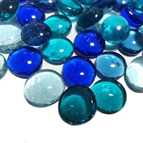 Wlyte Blue Flat Glass Marbles For Vase Filler, 1Lb Glass Marbles, Glass Stones For Vase Aquarium Table Scatter Decor #TOP2