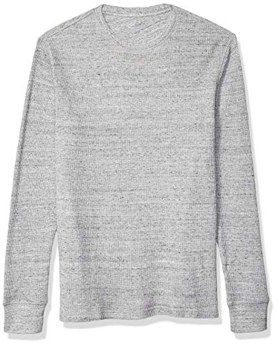 Amazon Essentials Men's Slim-Fit Long-Sleeve Waffle Shirt, Light Grey Heather, Large