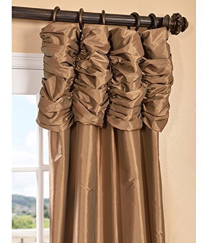Image of HPD Half Price Drapes Ruched Faux Taffeta Silk Curtains for Living Room 50 X 120 (1 Panel), PTCH-206-120-RU, Gold Nugget
