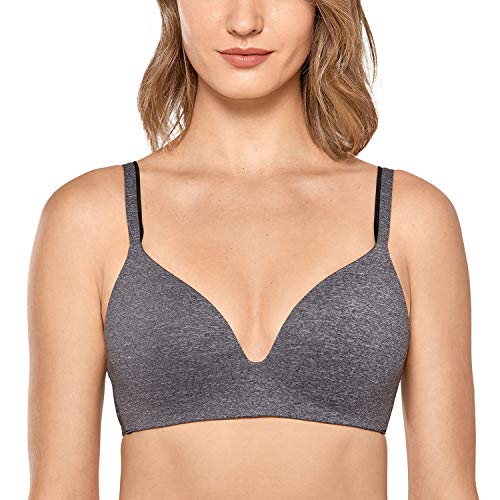 Meliwoo Women's Wirefree Seamless Smoothing Soft Foam Contour Bra Black Marl 32DD