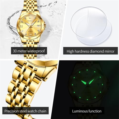 Image of OLEVS Womens Watches Automatic Luxury Dress Ladies Watch Ceramic Strap Rose Gold Self Winding Female Wrist Watch