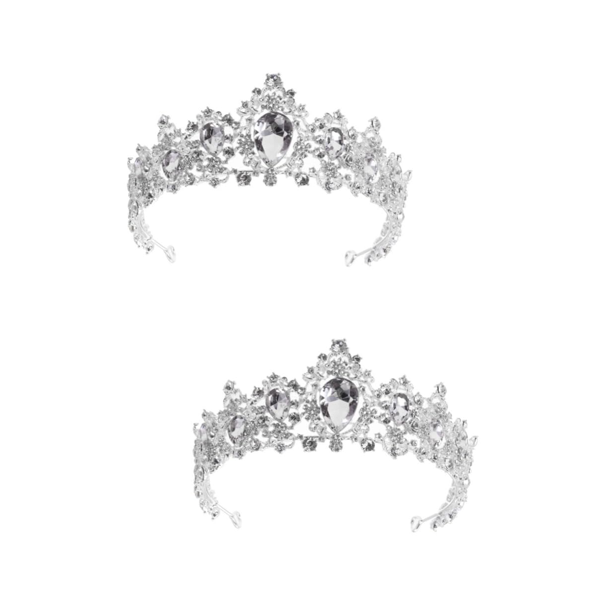 FOMIYES 2pcs Hair Crowns Girls Accessories Wedding De Headbands Women Band Queen Crystal Performance Coronas Quincea?eras Vintage White Birthday Bridal Gifts Tiaras and