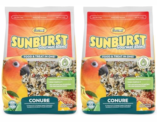 Sunburst Gourmet Blend Premium Conure Bird Food Mix 3 lb (Pack of 2) Natural Seeds Grains & Treats in One