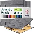 Ekkogo Acoustic Wall Panels 18-Pack, 12"x12"x0.4" Decorative Self-Adhesive Sound Proofing | High Density 3D Brick Soundproof Absorbing Tiles for Walls, Home, Office & Studio - Pebble Gray