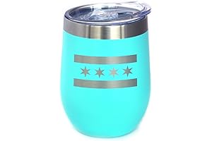 Chicago Flag Wine Tumbler Glass with Lid