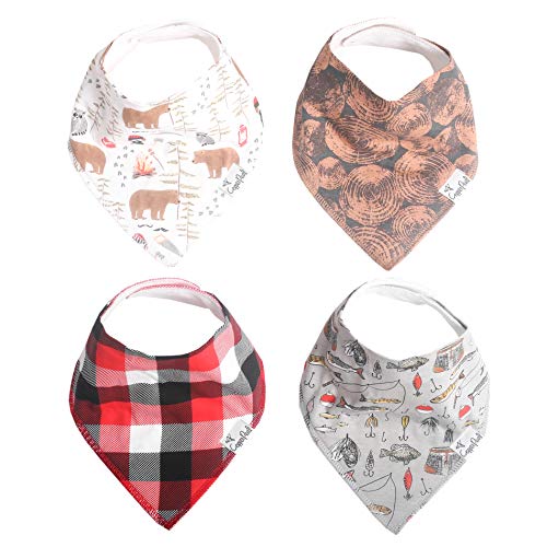 Baby Bandana Drool Bibs for Drooling and Teething 4 Pack Gift Set â€œLumberjackâ€ by Copper Pearl
