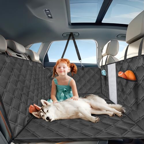Hamaca para Perro 28 Nobleza - Extensor Asiento Perro 164x131cm con Parte Inferior Dura Removable, Funda Coche Perro Impermeable con Ventana Malla, 2 Bolsillos Grandes, Hamaca Coche, Negro