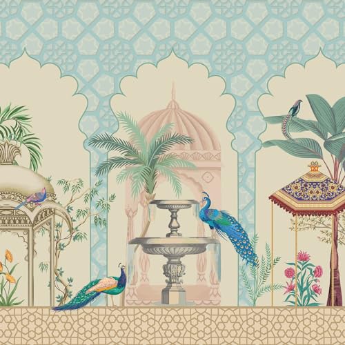PAPER PLANE DESIGN Indian Ethnic Traditional Mughal Garden Pattern Wallpaper Mural for Living Room (8 FEET X 10 FEET, SELF Adhesive Vinyl)