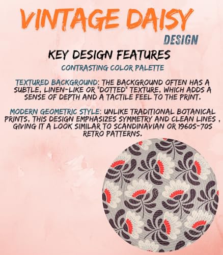 Image of LaVichitra Cotton Table Placemat | Dining Table Mat | Bed Side Table Mat | Cotton Round Shape Placemats | Washable PlaceMat for Shelves & Plant Pots - Pack of 2, Vintage Daisy