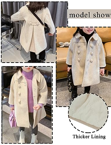 Happy Cherry Toddler Girls Double Breasted Dress Coat Classic Wool Peacoat Button Winter Trench Coat for Kids2