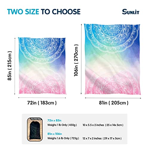 Sunlit Silky Soft Beach Blanket Sand Proof Mat with Corner Pockets 213x185cm Mesh Bag, Beach Party, Travel - Image 2