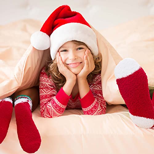 Image of Hercicy Bulk Christmas Fuzzy Socks for Women Men, Fluffy Winter Warm Crew Socks