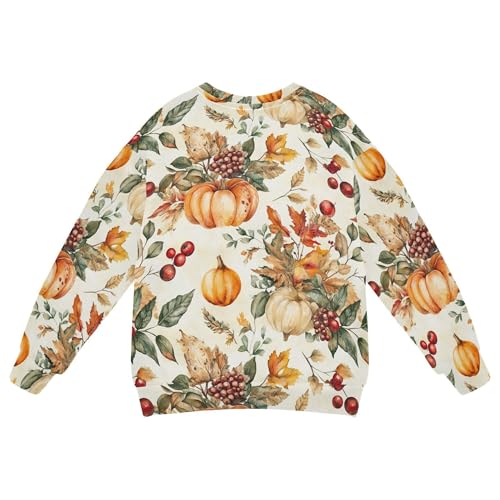 JUNZAN Autumn Pumpkins Nuts Leaves Big Girls Sweatshirts Hoodies Long Sleeve Sweatshirts for Boys Sports 4T2