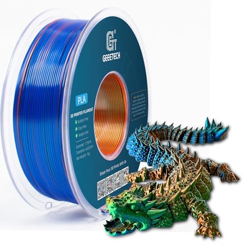 GEEETECH Tricolor Silk PLA Filament 1.75 mm, 3D Printer Filament 1 kg/Spool, Silk Orange Blue Green