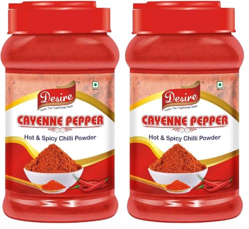 Image of Desire Cayenne Pepper Powder 400g - Hot & Spicy Chili Powder, Perfect for Cooking, Seasoning, and Adding Heat to Dishes | 100% Pure and Natural | No Additives | Pack of 2