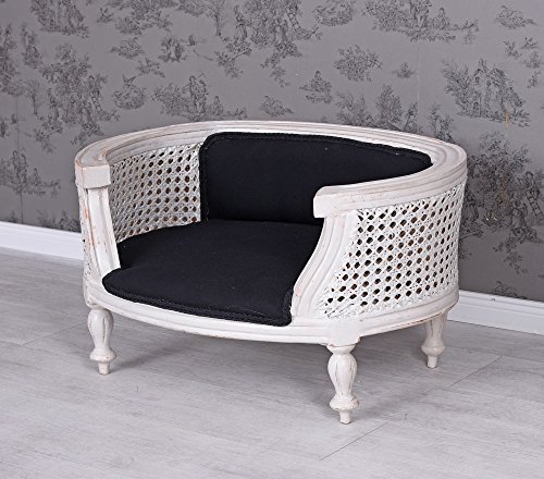 PALAZZO INT Barock Hundebett „Marie Antoinette“ | Handgearbeitetes Hundesofa aus Holz mit Patina | Luxusmöbel für kleine Hunde wie Mops, Bully & Co. | Maße ca. 70×47×40 cm
