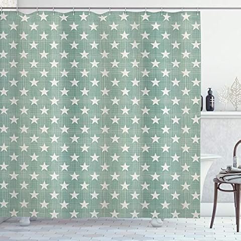 Cortina de Baño ABAKUHAUS Estrellas Verde Cover