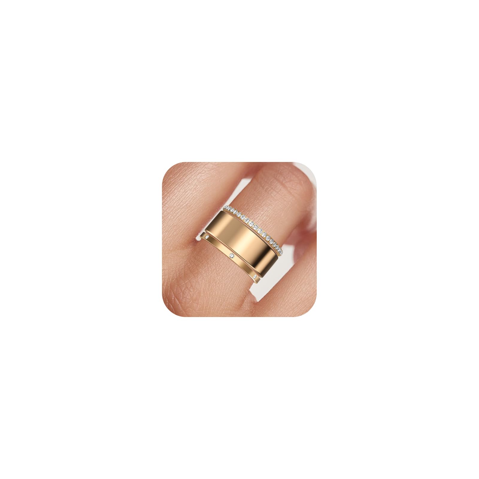 2-Pack 14K Gold Plated Stacking Rings for Oura Ring Gen 4 Oura Ring Gen 3 Cubic Zirconia Simulated