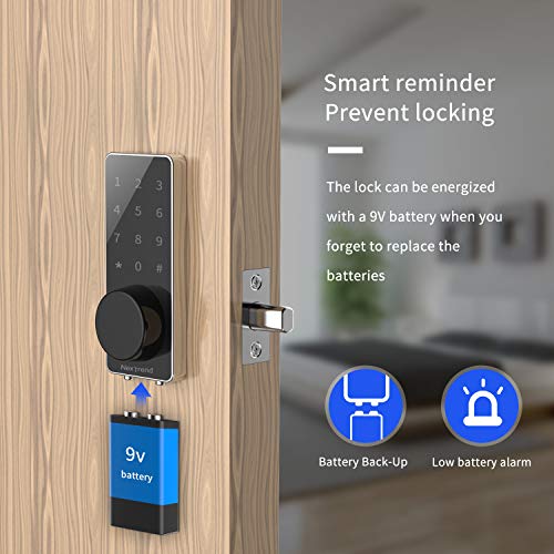 [Newest]Smart Lock, NexTrend Smart Electronic Door Lock with Bluetooth Keyless, Touchscreen, Mechanical Keys Enabled Auto Lock Alarm Technology for Home, Hotel, Apartment, Silver - Thumbnail 5