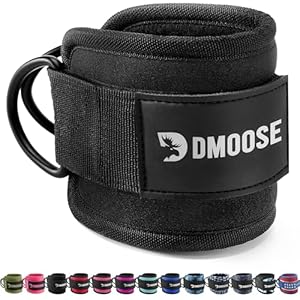 DMoose Fitness Ankle Straps for Cable Machines-One Size Fit with Premium Padding, Glute Kickback Ankle Strap for Women & Men, Cable Attachments for Gym, Booty Workouts, Leg Extension & Hip Abductors