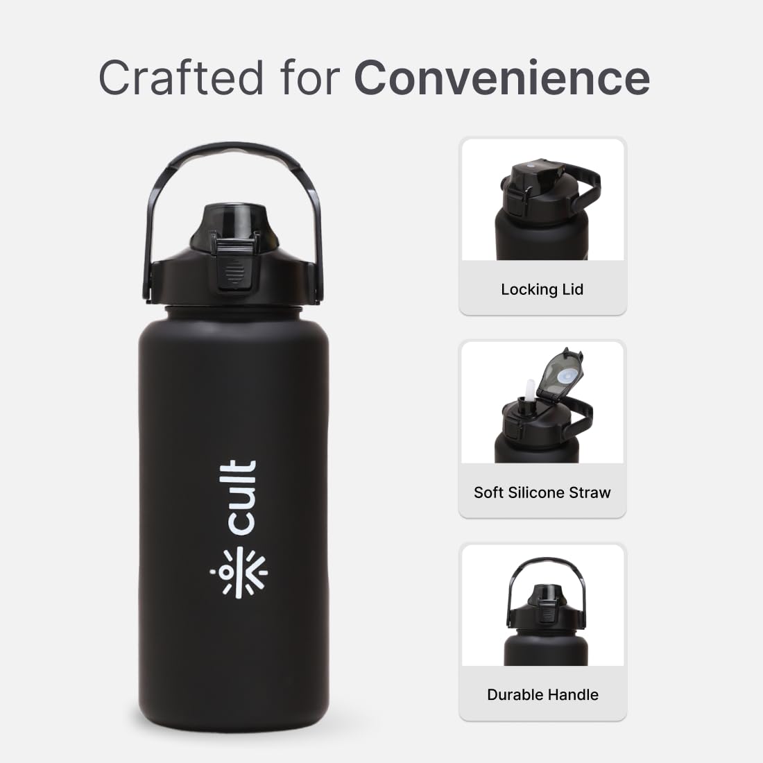 CULT Motivational Water Bottle 2L - Leakproof & BPA-Free -5