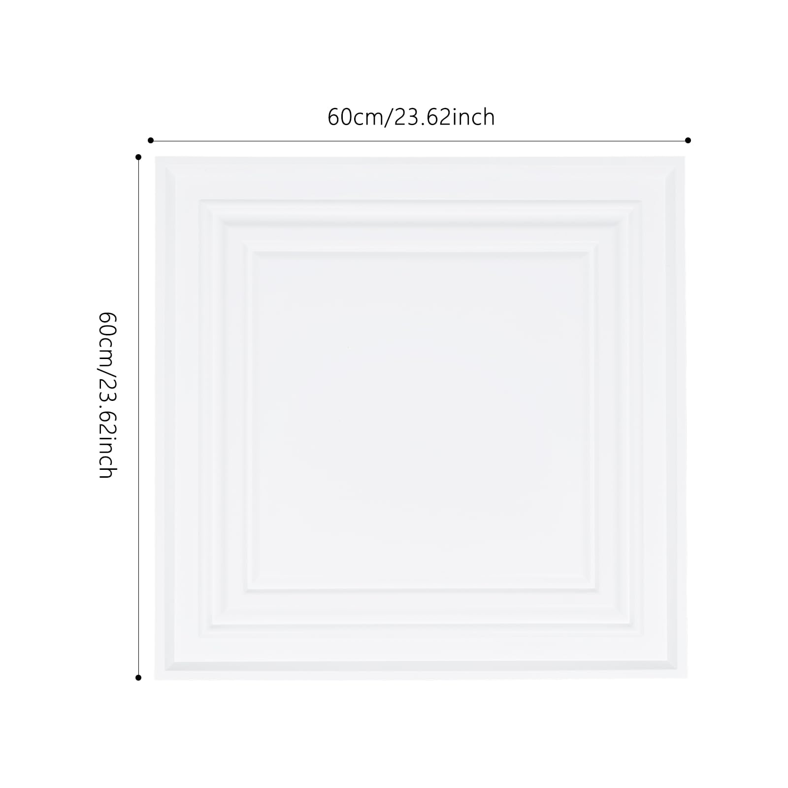 24PCS PVC-Deckenplatten Decken Verkleidungen 60x60x1.5cm(Weiß) | Dekorative Deckenfliesen aus PVC Quadratisches Wandfliesen Kunststoff-Deckenfliesen zum Aufkleben für Wohnzimmer