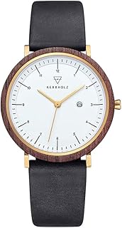 Orologio da donna in vera pelle Masterpieces, collezione Amelie Walnut Gold Midnight Black