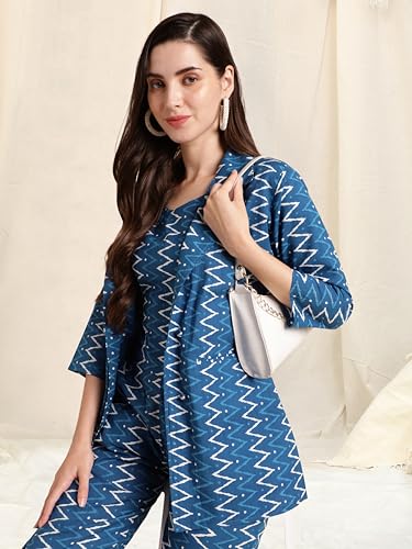 Image of MIRCHI FASHION Pure Cotton Kurta with Shrug Set | 3 Piece Cordset with Jacket & Pant | Ethnic Work Wear & Travel Wear Co-ord Set