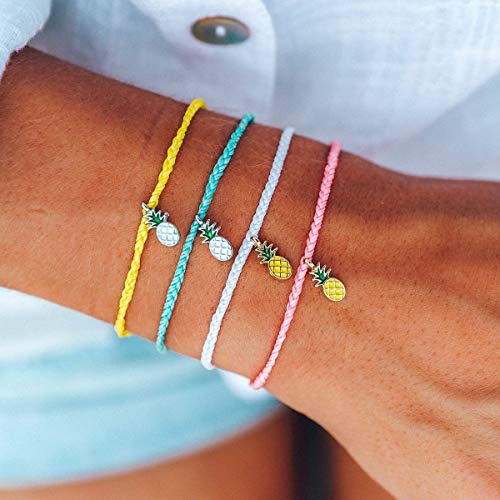 Pura Vida Silver or Gold Pineapple Enamel Charm Bracelet - Adjustable Band, 100% Waterproof3
