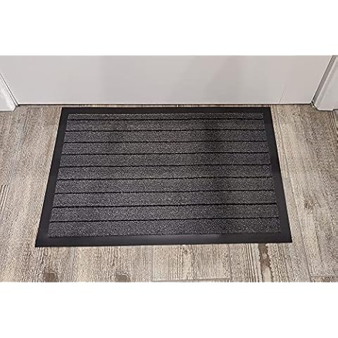 Heavy Duty Non-Slip Dirt Trapper Indoor Outdoor Entrance Kitchen Rug Shoes Scraper Door Mat in Grey 40 x 60 cm (1'6''x2') Cover