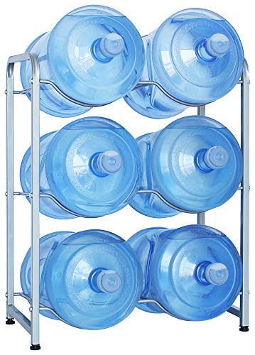 UMORNING 3-Tier Water Cooler Jug Rack 5 Gallon Water Jug Holder Storage Rack Detachable Heavy Duty Easy Assemble Save Space for Home Office Organization Silver