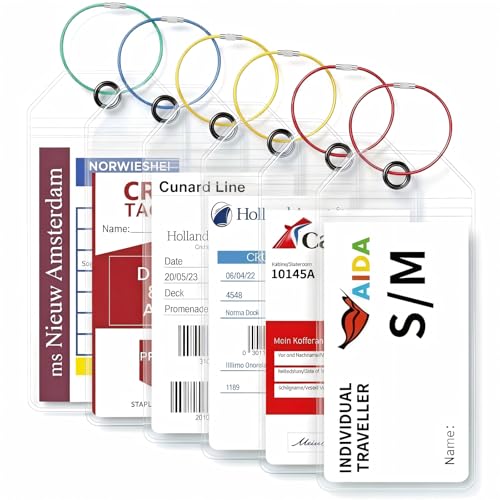 6 peças identificador de malas para AIDA, GZRD , MEIN SCHIFF & MSC, impermeável e duradouro, etiqueta mala de viagem com 6 fitas metálicas parafusáveis, Travel Rssentials para malas, bagagem e saco