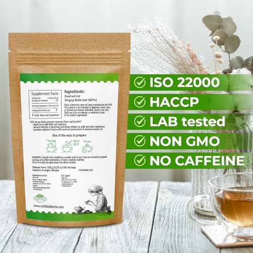 Image of 100 Bags Nettle Leaf Tea Ortiga Dried Nettle Herb Planta Bulk (Urtica Dioica) - 100 Count 1.5g Tea Bags Herb Hojas De Ortiga