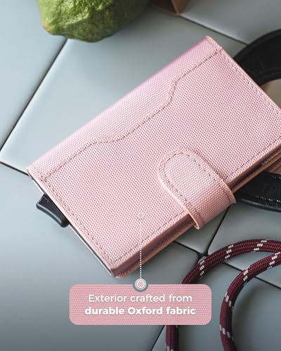 Image of VULKIT Slim Bifold Pop up Wallet Minimalist Leather Card Holder RFID Blocking Metal Card Case with ID Window for Women | with Leather Slots