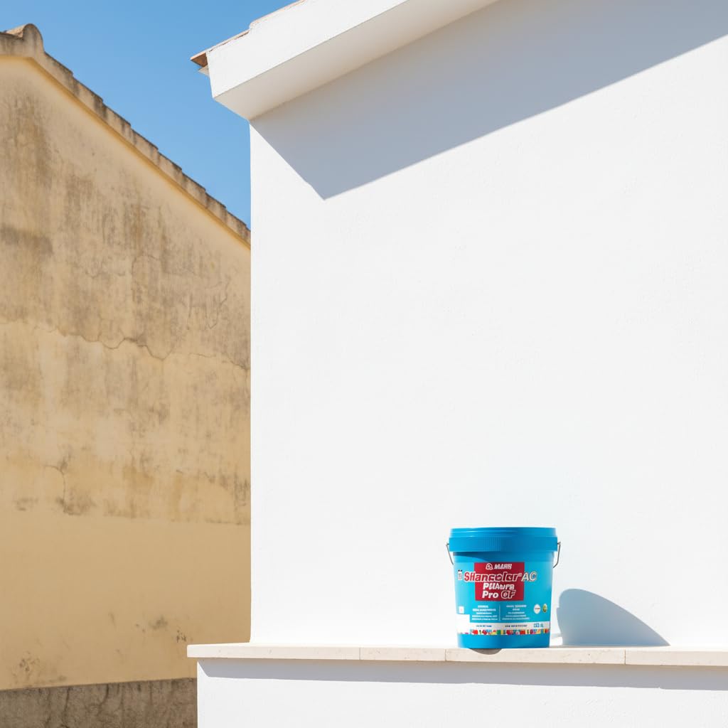 MAPEI Silancolor AC PRO GF, Pittura Acril-silossanica Idrorepellente per Interni ed Esterni, Resistente a Muffe e Alghe, Bianco (20 Kg)