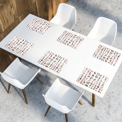 Charmante Tischsets mit Chihuahua-Mopsmuster, für Esstisch, hochtemperaturbeständig, rutschfeste Matten, leicht zu reinigen, 30 x 45 cm, 6 Stück