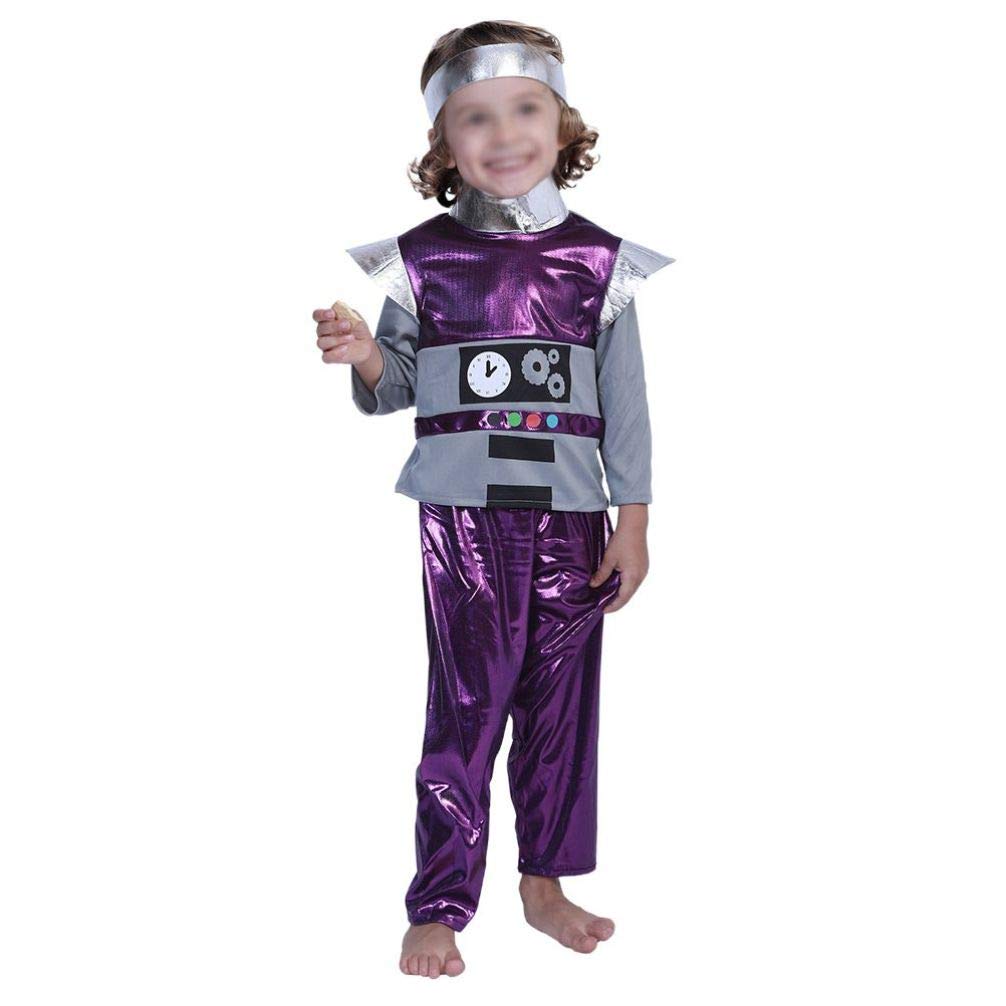 TOYANDONA Kids Robot Costume Cosplay Role Play Robot Engineer Top Dress Up Outfits Performance Props for Carnival Birthday Supplies Size S (3-4 Years)
