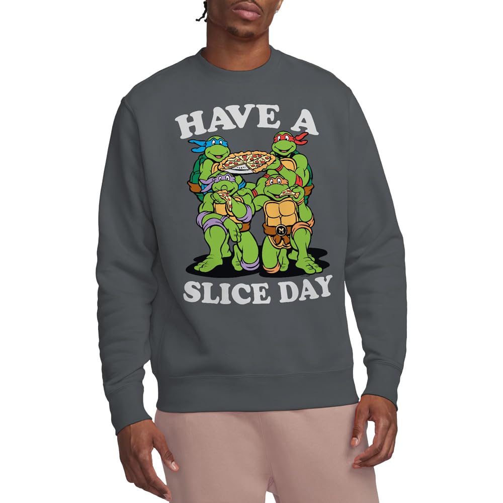 Teenage Mutant Ninja Turtles Tmnt Have A Slice Day Crew Sweatshirt, Charcoal, Small
