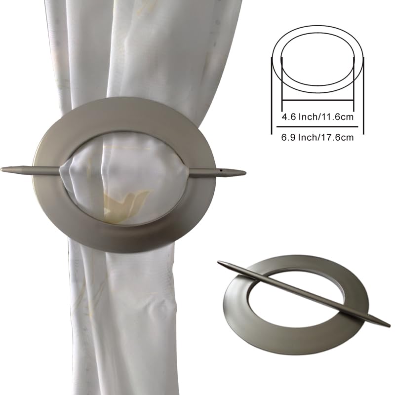 Refila 2PCS Window Curtain Holdback,Flat Hairpin Curtain Holder,Curtain Tieback,Window Treatment Holdbacks (Satin Silver)