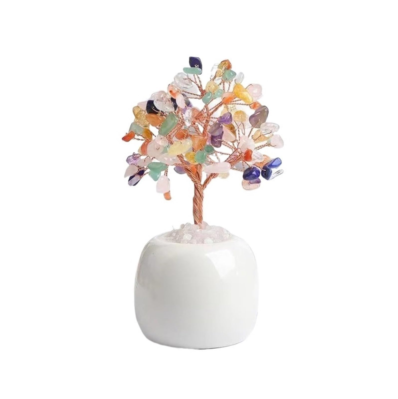 crystal tree， Crystal Tree Gemstone Stone Ornament For Home Office Decor Good Luck Fengshui Decorations(Multi colored)