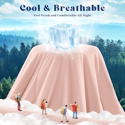 Image of Cooling Comforter Queen Size, Double-Sided Cooling Blanket for Hot Sleepers & Night Sweats, Arc-Chill Q-Max > 0.4 Breathable Ice Blanket, Lightweight Cold Comforter (80''x90'', Pink)